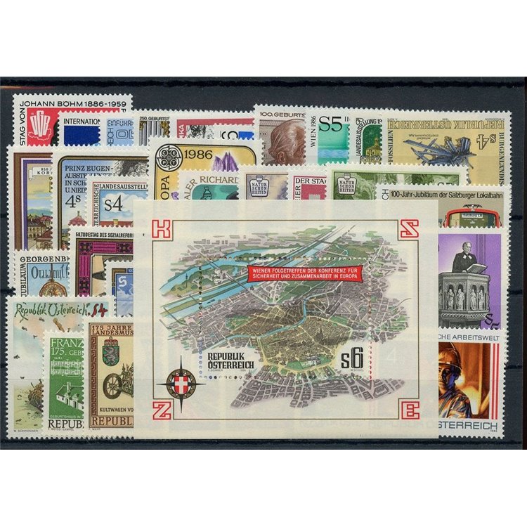 AUSTRIA 1986 Complete Year 36v + 1 s/s MNH**