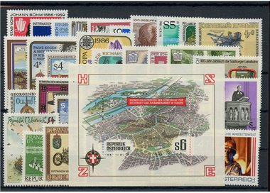 AUSTRIA 1986 Annata completa 36v + 1 BF MNH**