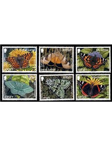 JERSEY 2012 Butterflies and moths 6v MNH**