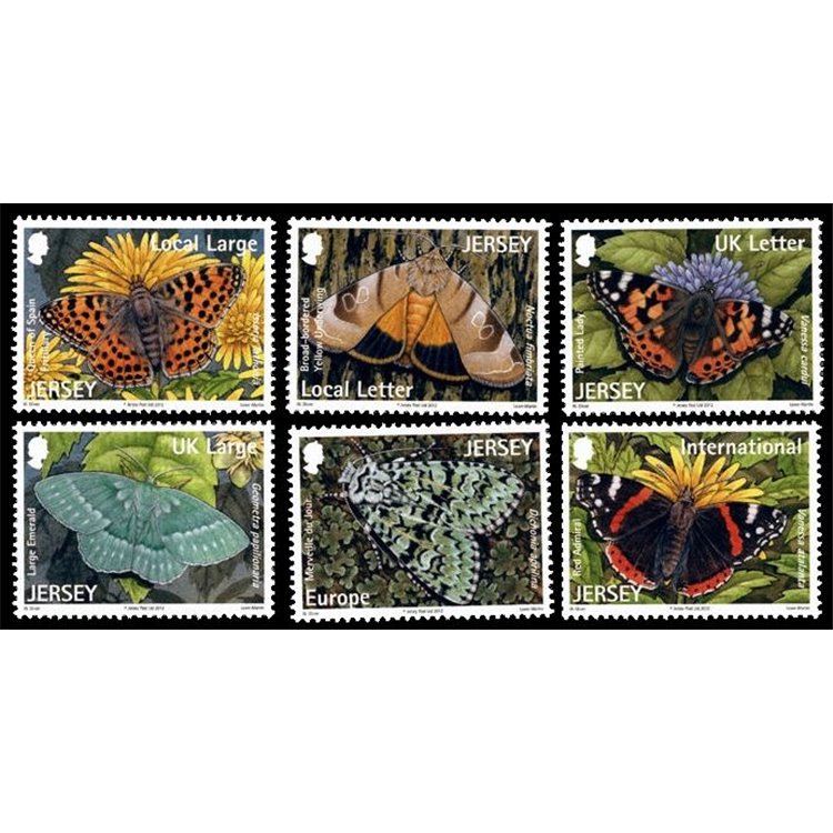 JERSEY 2012 Butterflies and moths 6v MNH**