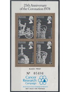 GRAN BRETAGNA 1978 Incoronazione, Prova in nero e oro MNH** ©