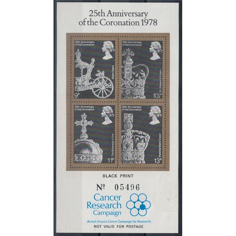 GRAN BRETAGNA 1978 Incoronazione, Prova in nero e oro MNH** ©
