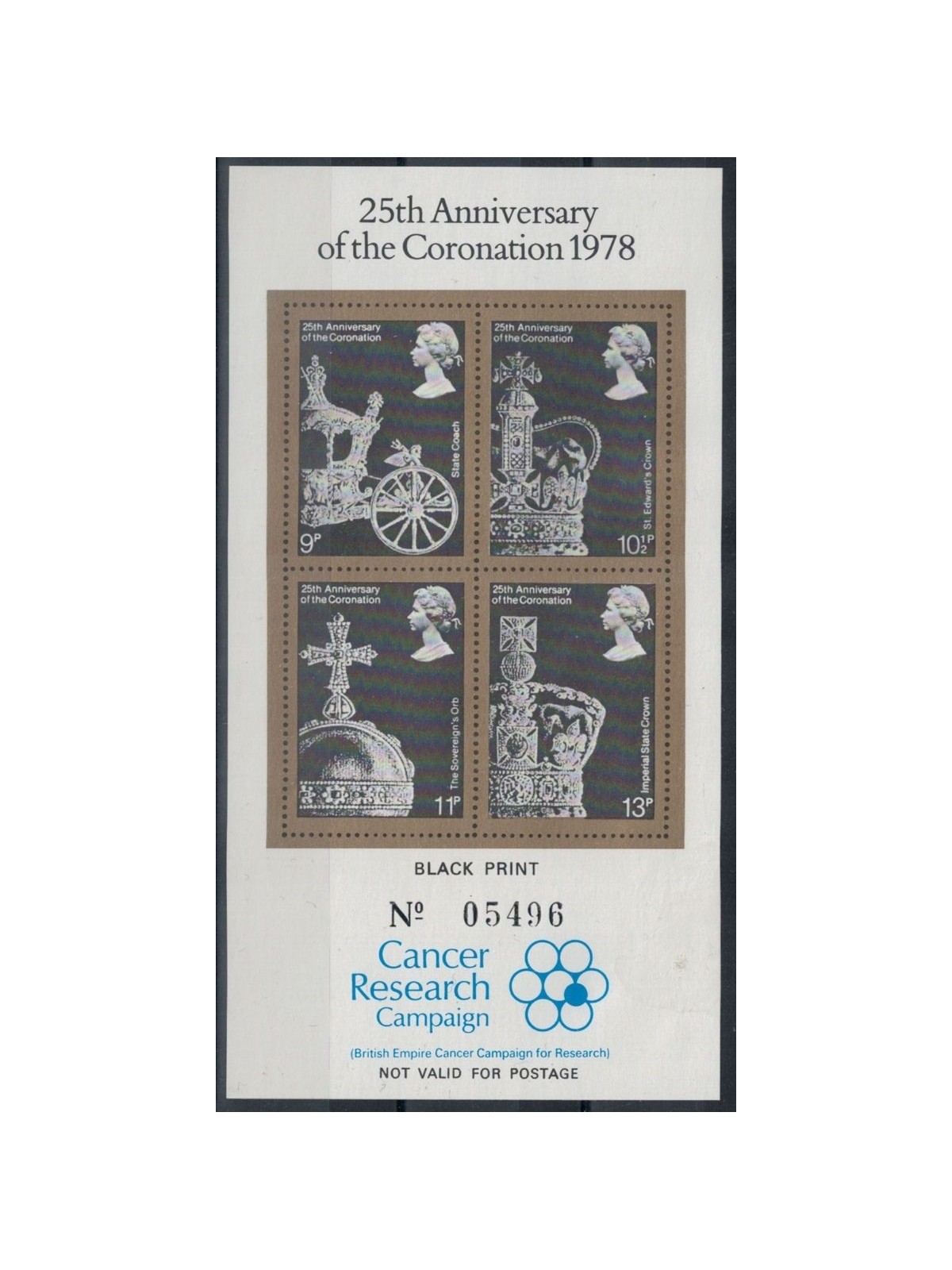 GREAT BRITAIN 1978 Coronation, black and gold trial MNH** ©