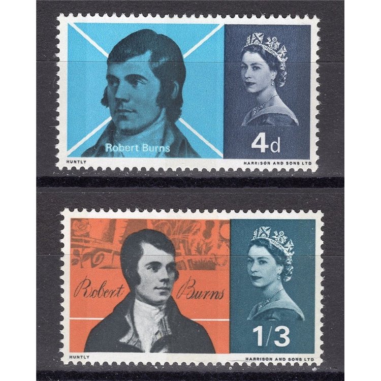 GRAN BRETAGNA 1966 Robert Burns 2v MNH**