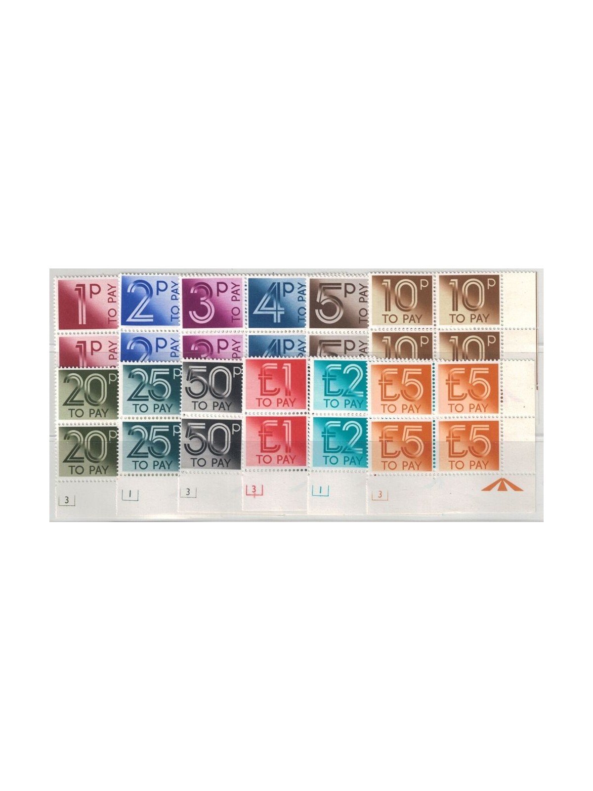 GREAT BRITAIN 1982 Postage Due 12v in block of four MNH**