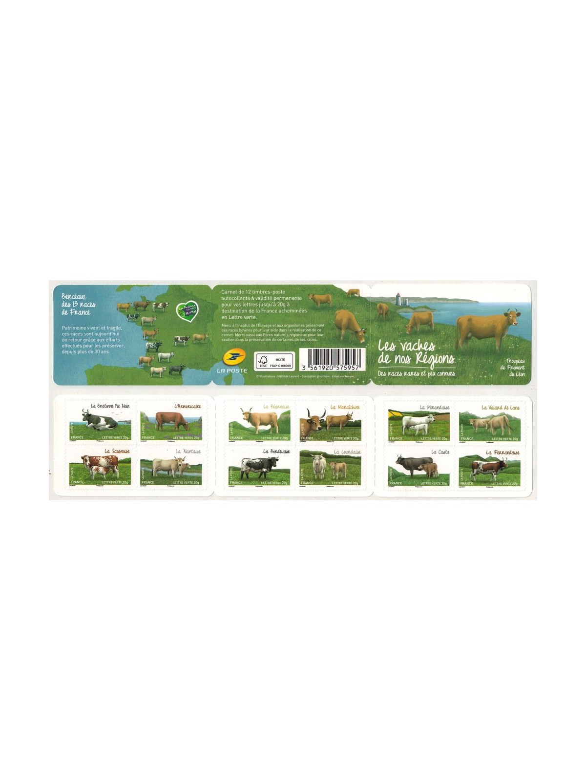 FRANCE 2014 Fauna, cows 12v in booklet MNH**