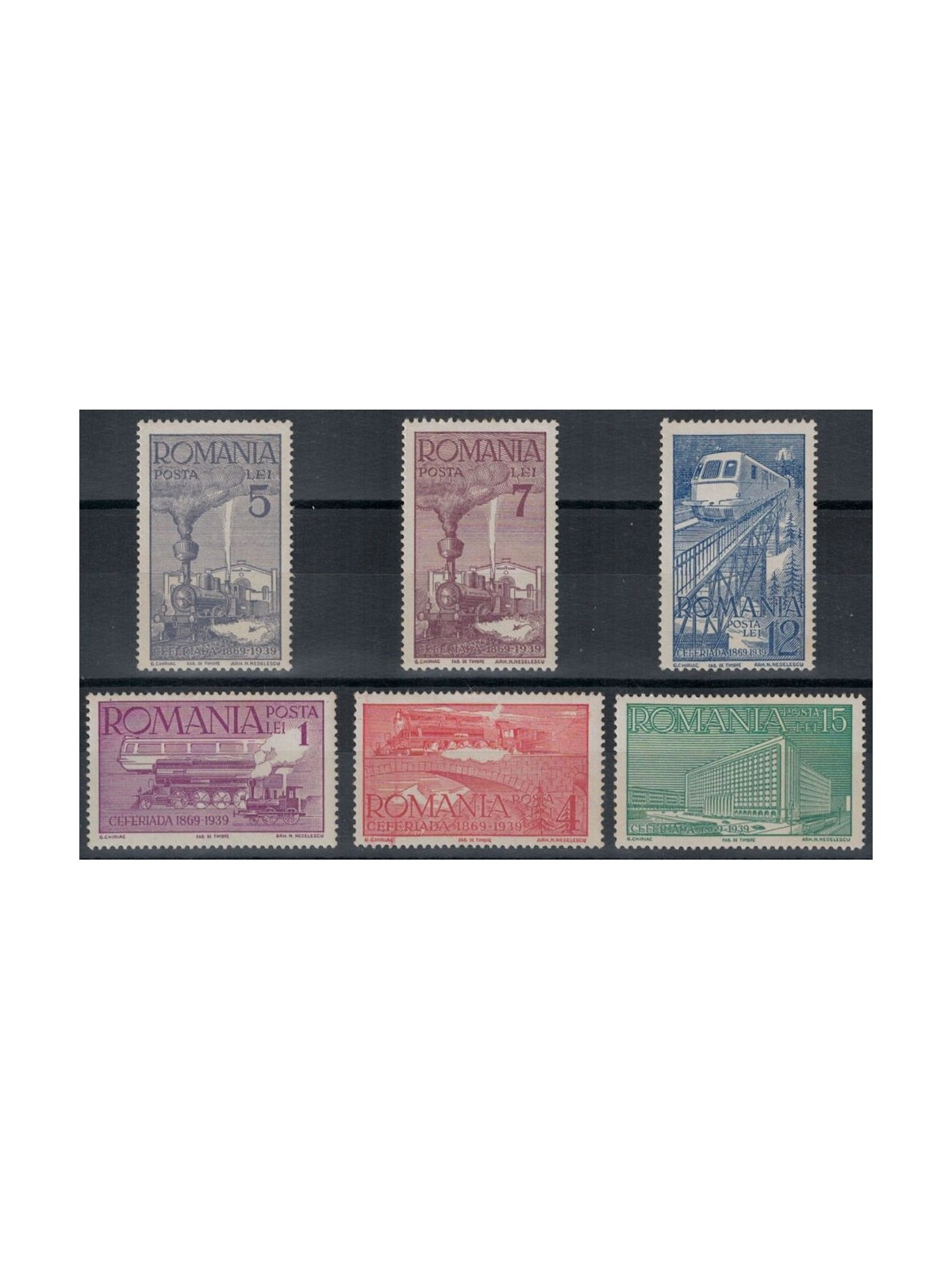 ROMANIA 1939 Romanian Railways, Ceferiada Festival 6v MH*