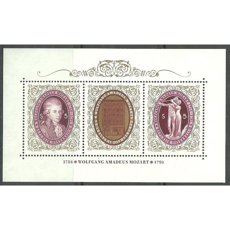 AUSTRIA 1991 Wolfgang Amadeus Mozart s/s MNH**
