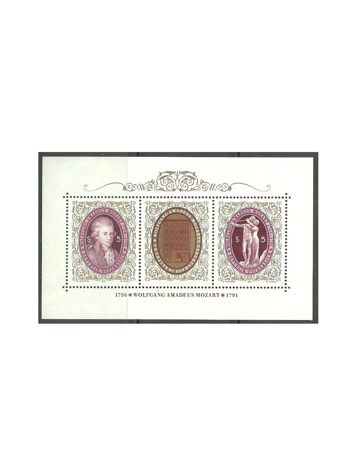 AUSTRIA 1991 Wolfgang Amadeus Mozart BF MNH**