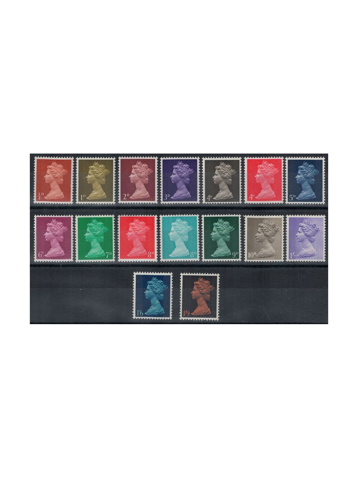 GRAN BRETAGNA 1967-69 Elisabetta II, Machin 16v MNH**