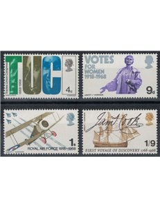 GREAT BRITAIN 1968 Various Anniversaries 4v MNH**