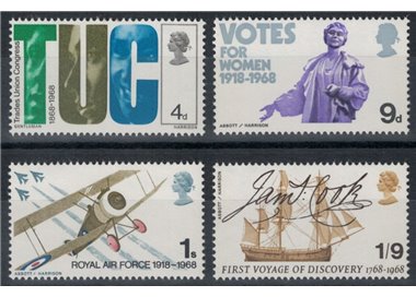 GREAT BRITAIN 1968 Various Anniversaries 4v MNH**