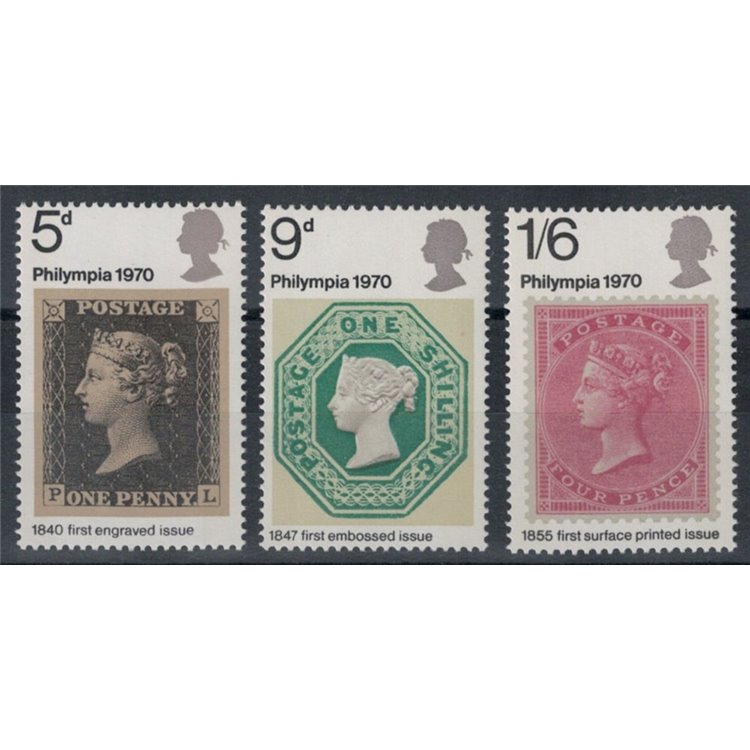 GRAN BRETAGNA 1970 Esposizione filatelica Philympia 3v MNH**