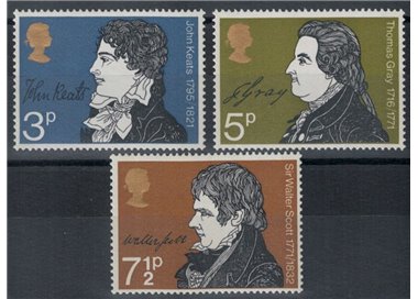 GREAT BRITAIN 1971 Literary Anniversaries 3v MNH**