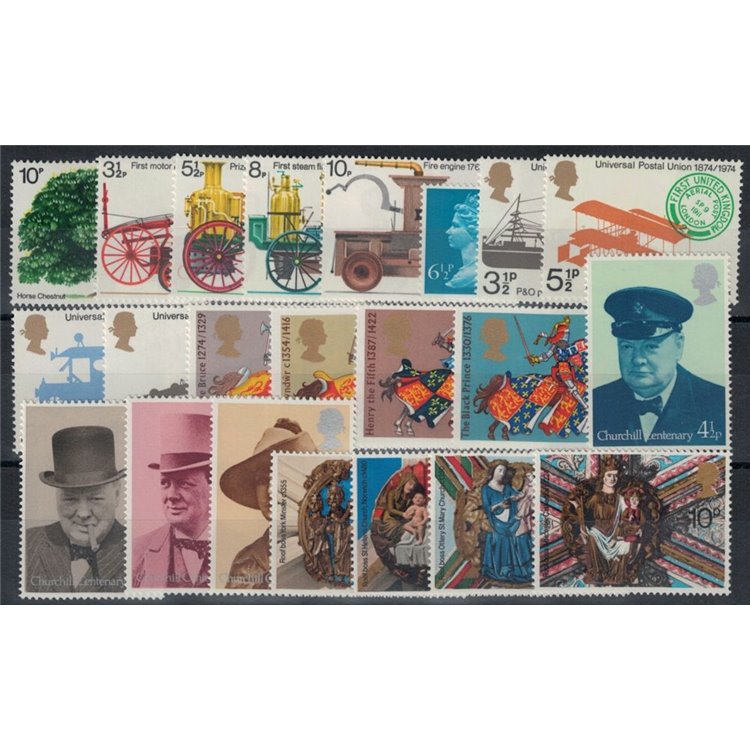 GRAN BRETAGNA 1974 Annata completa 22v MNH**