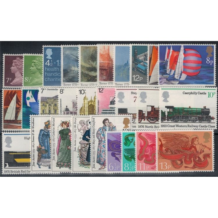 GREAT BRITAIN 1975 Complete Year 29v MNH**