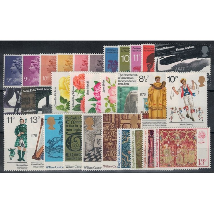 GREAT BRITAIN 1976 Complete Year 31v MNH**