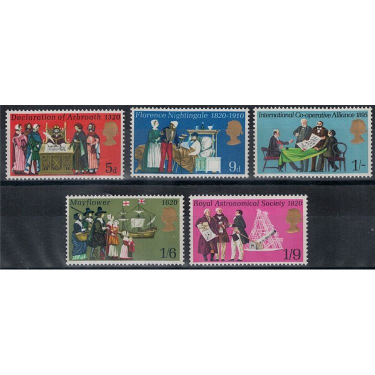 GREAT BRITAIN 1970 Various Anniversaries 5v MNH**