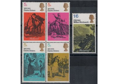 GREAT BRITAIN 1970 Dickens and Wordsworth 5v MNH**
