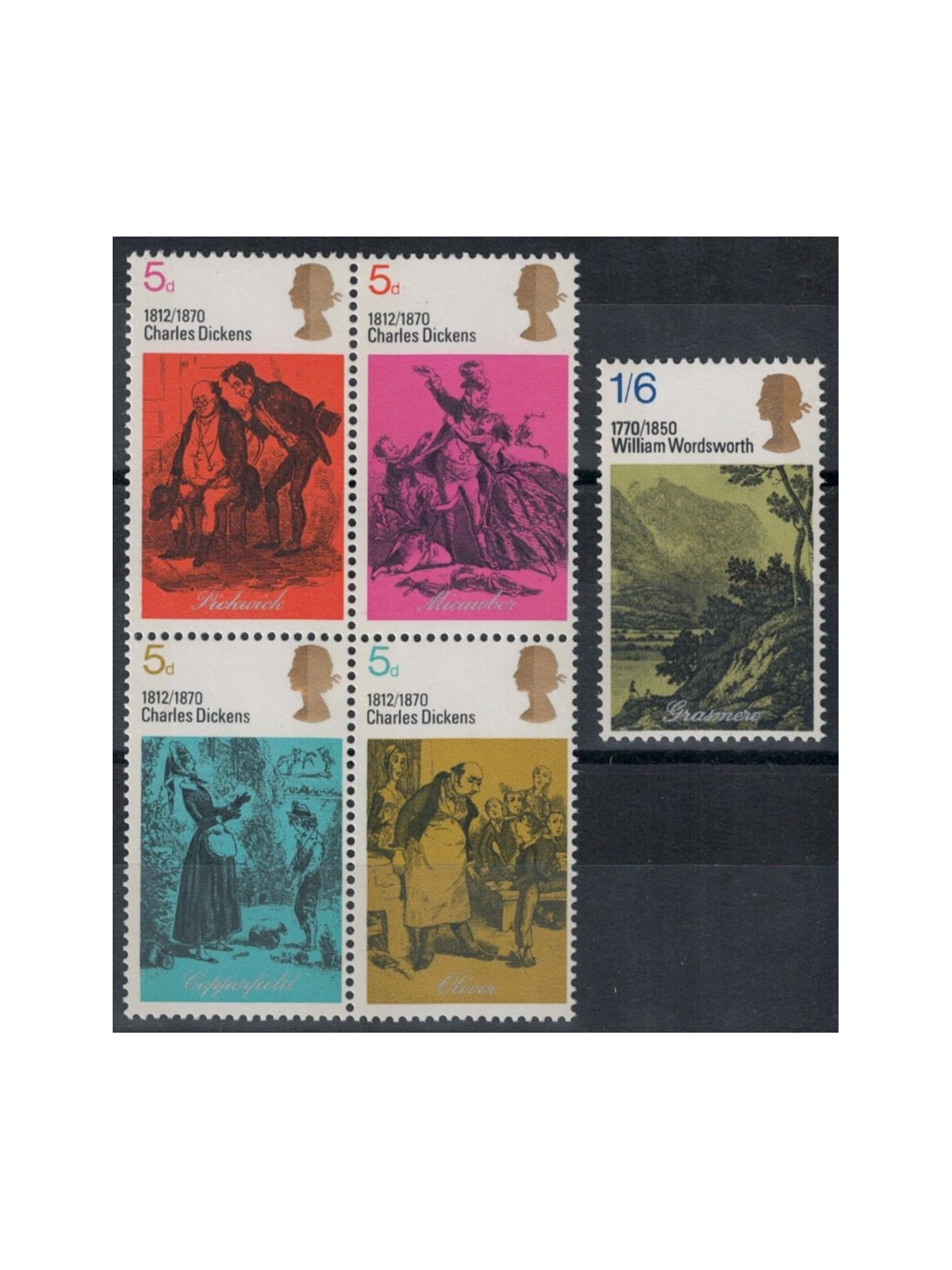 GRAN BRETAGNA 1970 Dickens e Wordsworth 5v MNH**