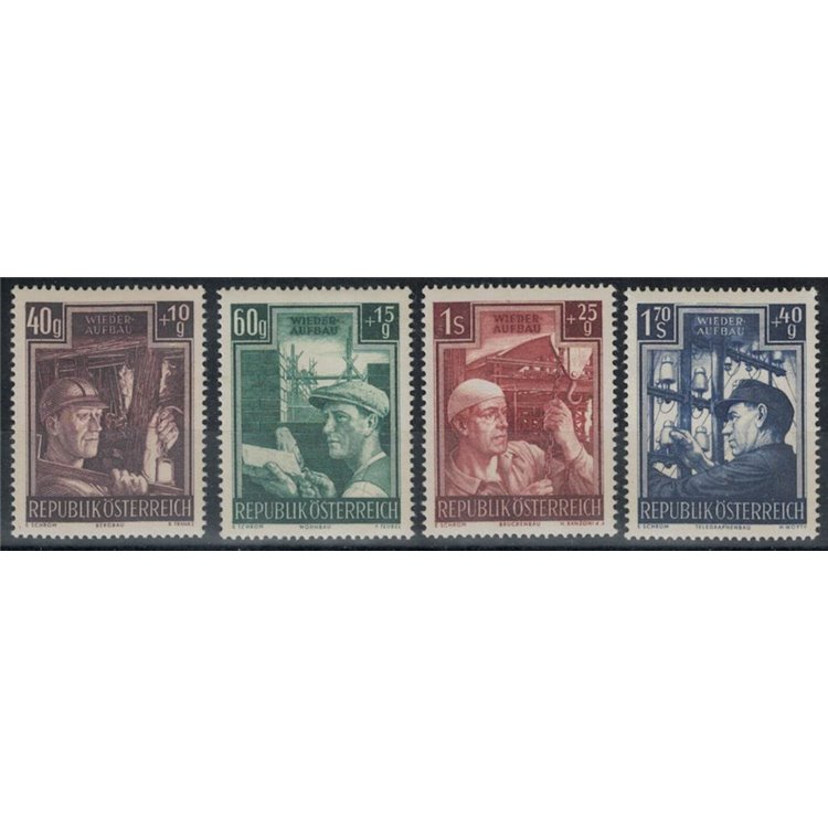 AUSTRIA 1951 For reconstruction works 4v MNH**