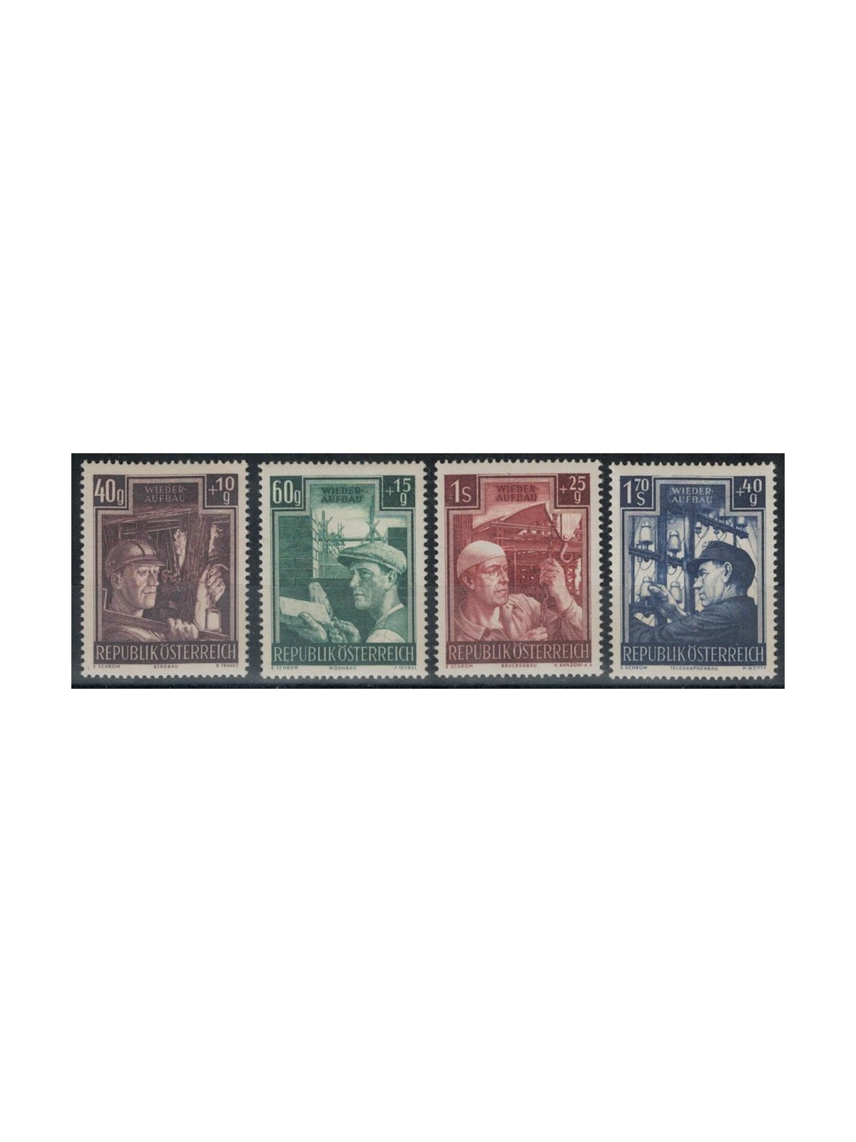AUSTRIA 1951 For reconstruction works 4v MNH**