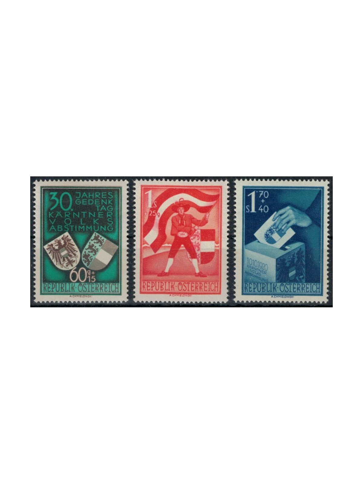 AUSTRIA 1950 Plebiscito della Carinzia 3v MNH**
