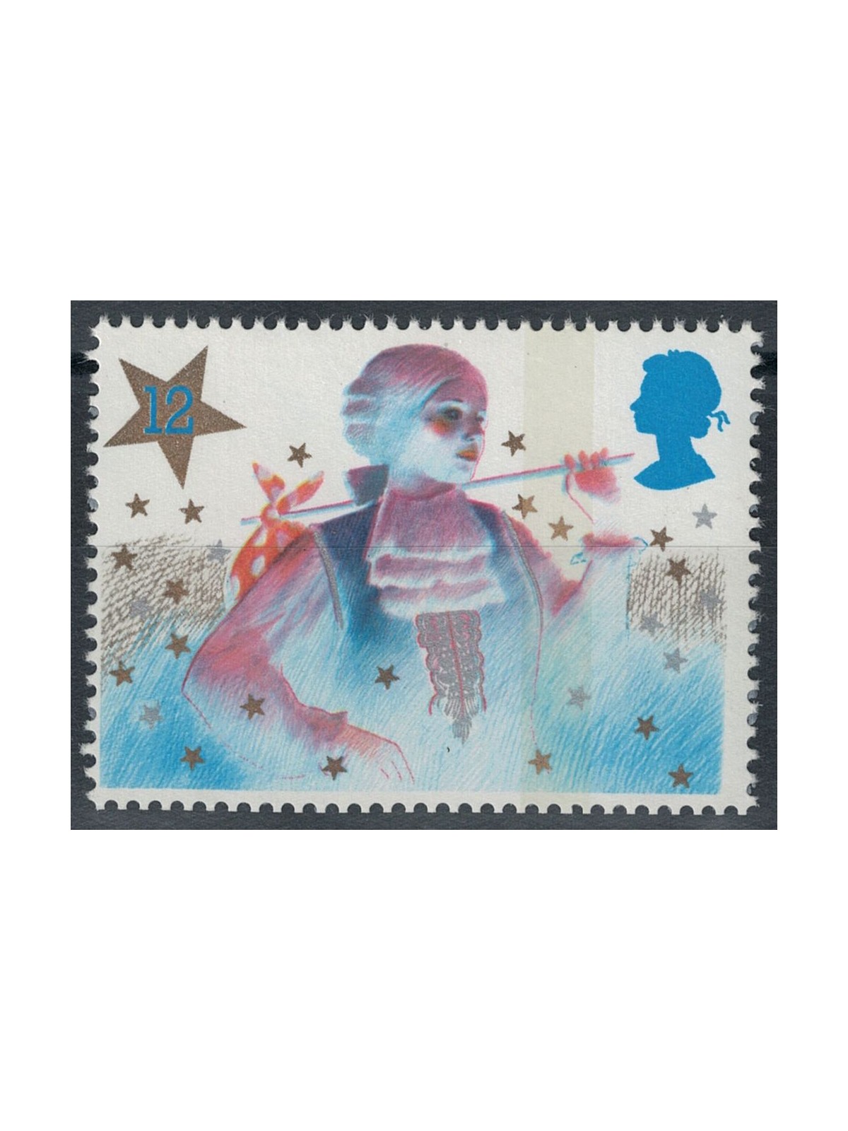 GREAT BRITAIN 1985 Christmas, 12p star reverse MNH**