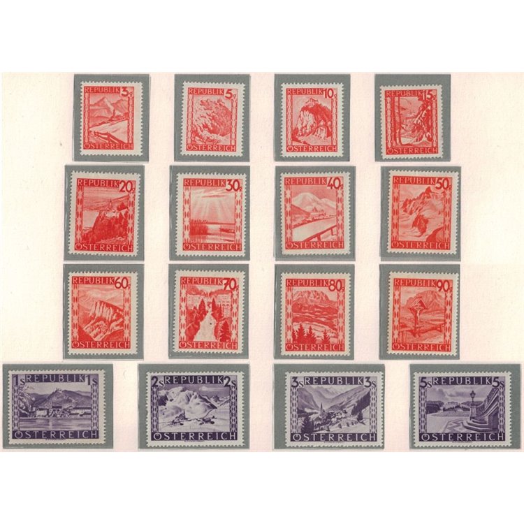 AUSTRIA 1947-48 Ordinary series, landscapes 16v MH*
