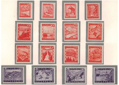 AUSTRIA 1947-48 Serie ordinaria, paesaggi 16v MH*
