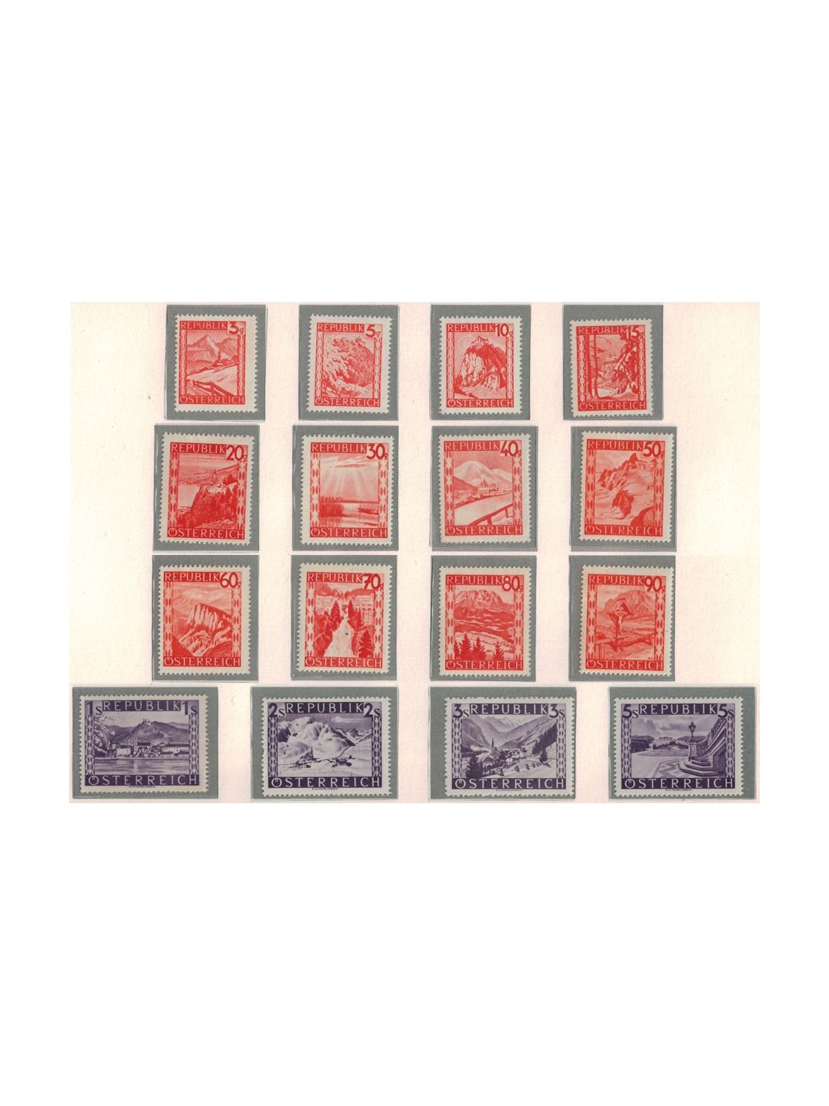 AUSTRIA 1947-48 Ordinary series, landscapes 16v MH*