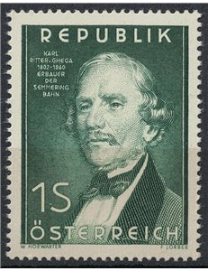 AUSTRIA 1952 Karl Ritter von Ghega MNH**
