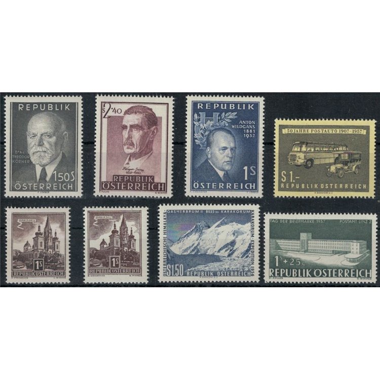 AUSTRIA 1957 Complete vintage 8v MNH**
