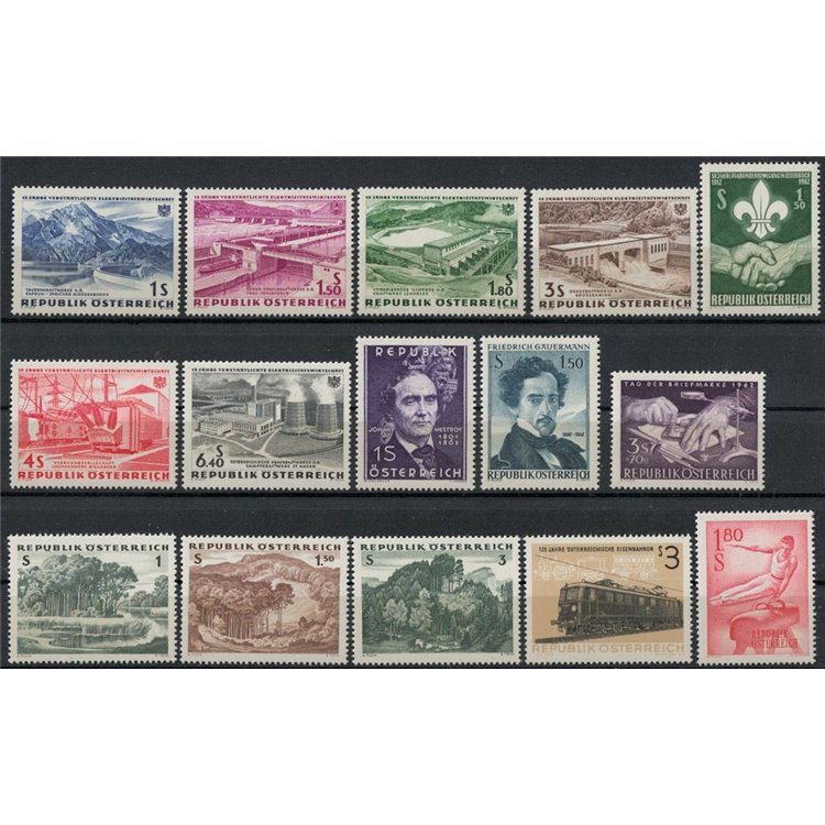 AUSTRIA 1962 Annata completa 15v MNH**
