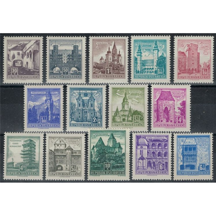 AUSTRIA 1957 Views and historical monuments 1st type 14v MNH**