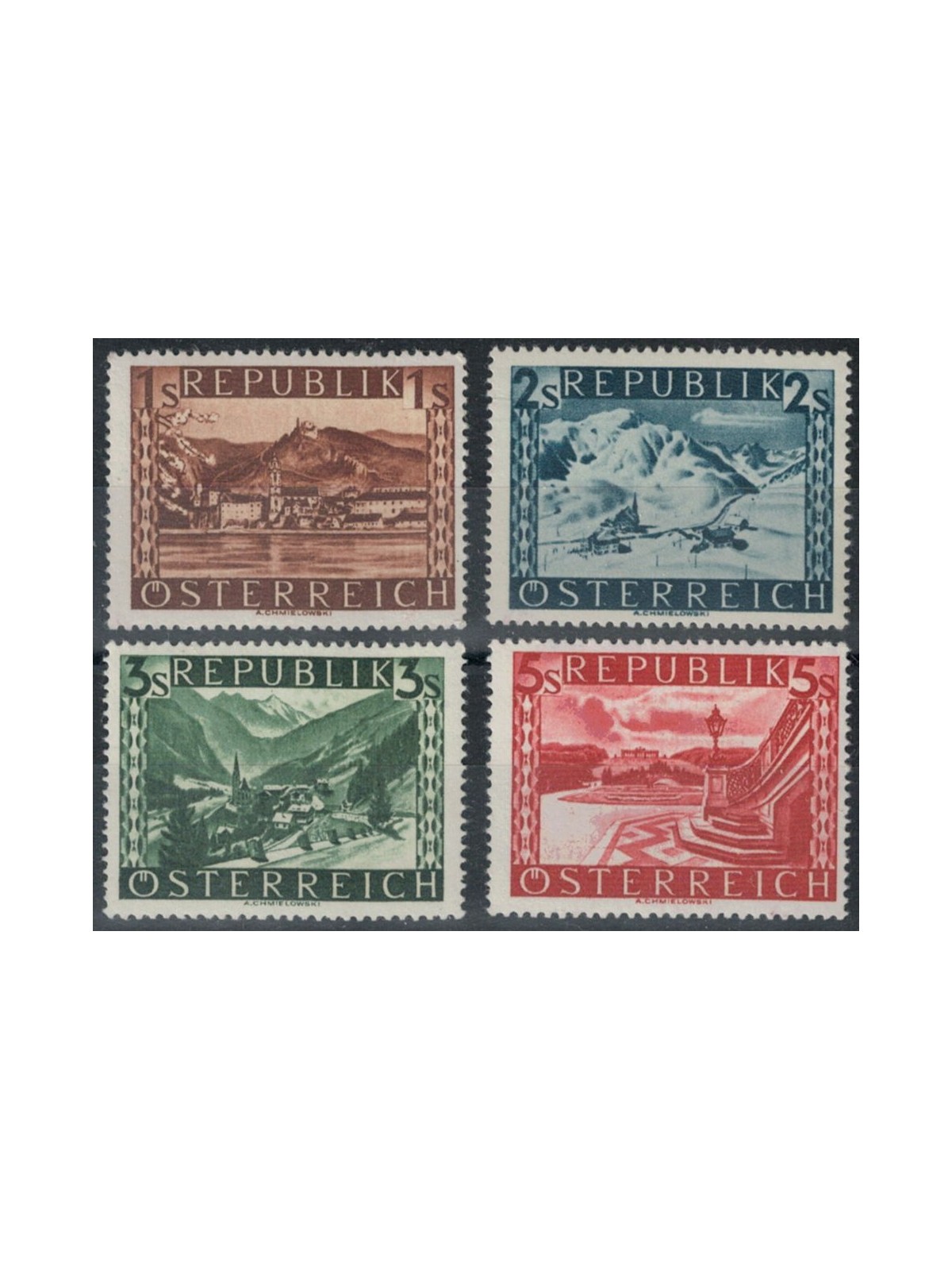 AUSTRIA 1945 Views, landscapes (shillings) 1st type 4v MNH**