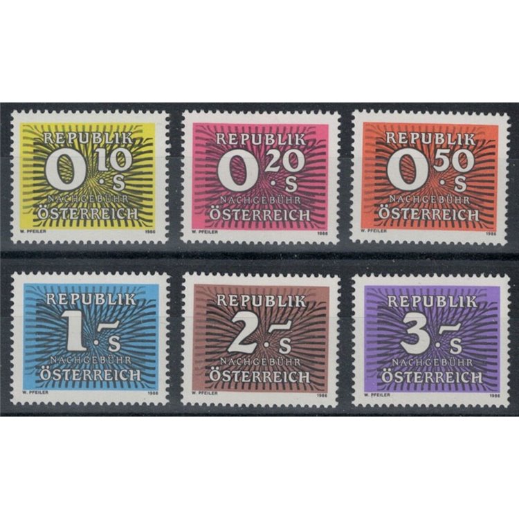 AUSTRIA 1986 Segnatasse 6v MNH**