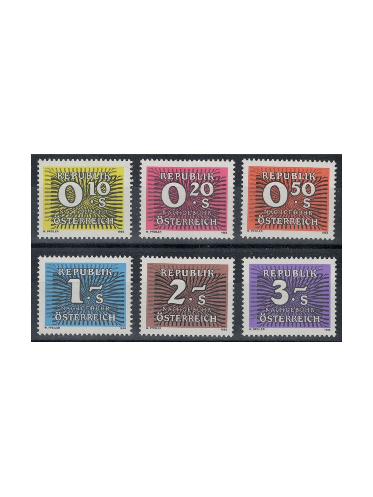 AUSTRIA 1986 Segnatasse 6v MNH**
