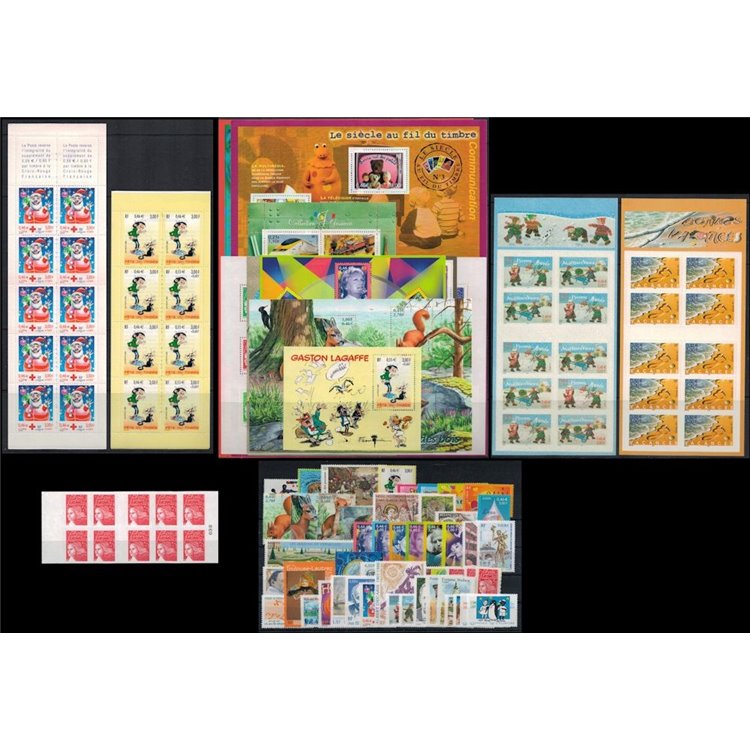 FRANCE 2001 Complete Year 53v + 10 s/s + 5 booklet MNH**