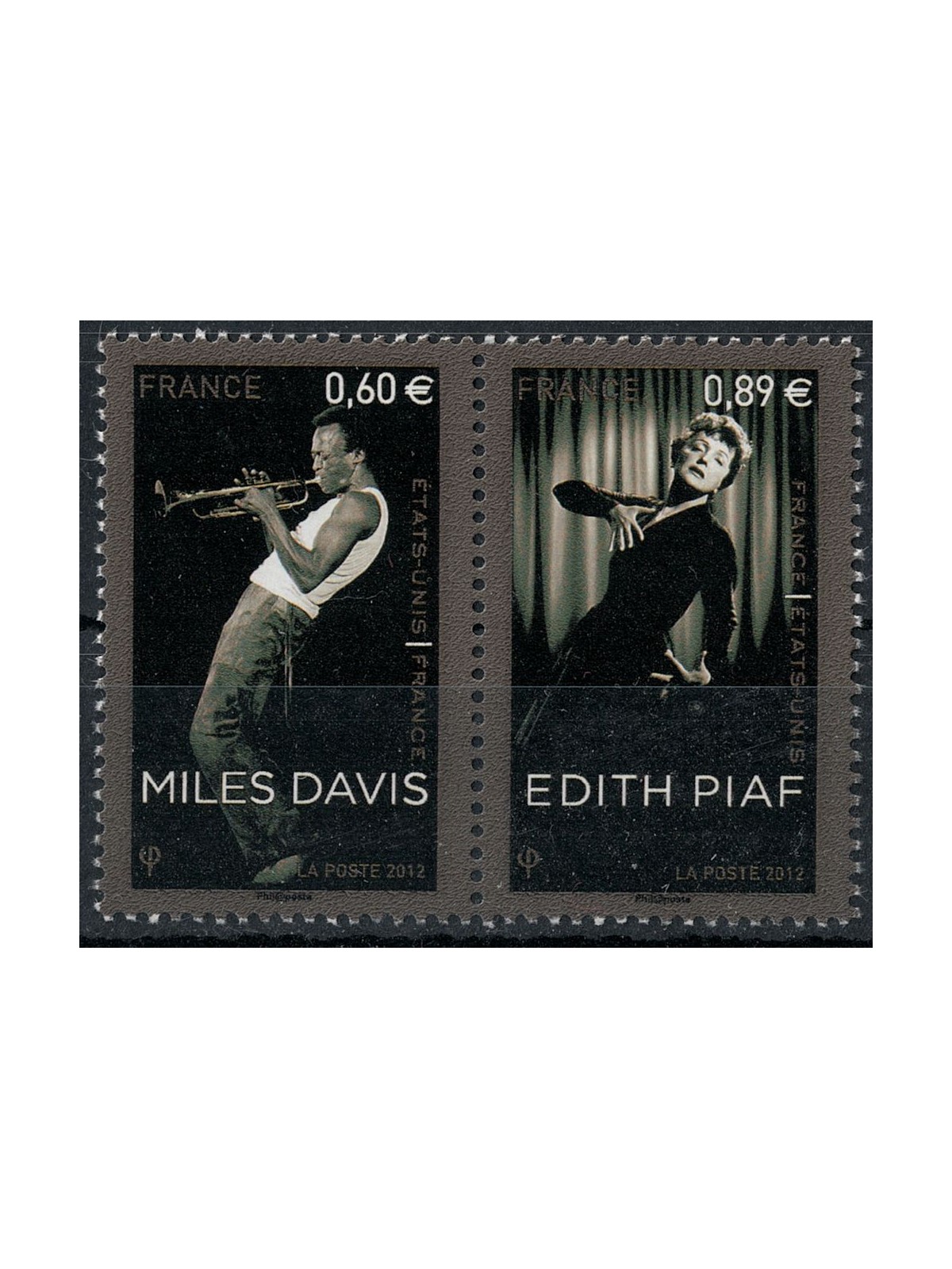 FRANCE 2012 Edith Piaf and Miles Davis 2v MNH**