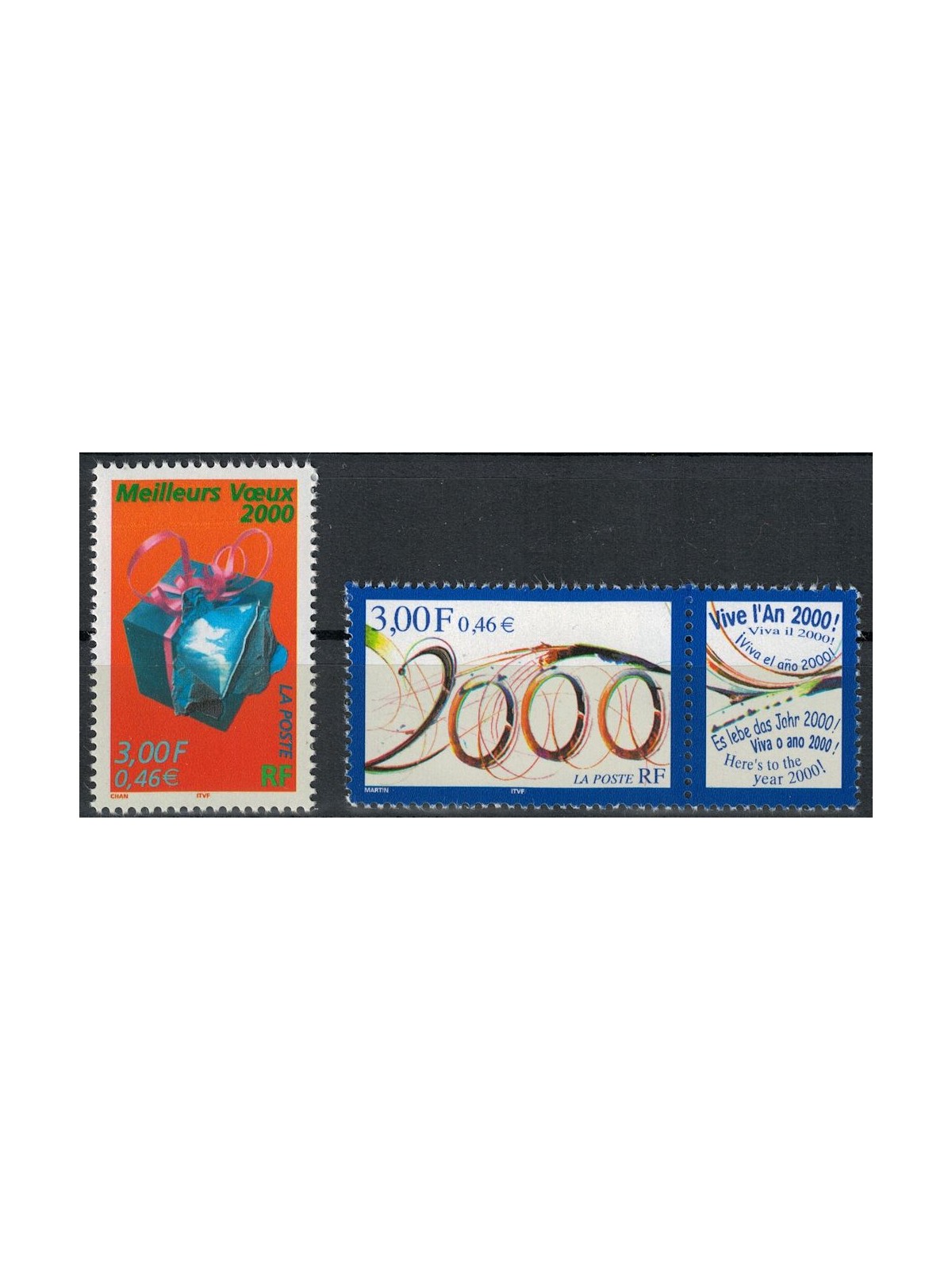 FRANCIA 1999 I migliori auguri per il 2000 2v MNH**
