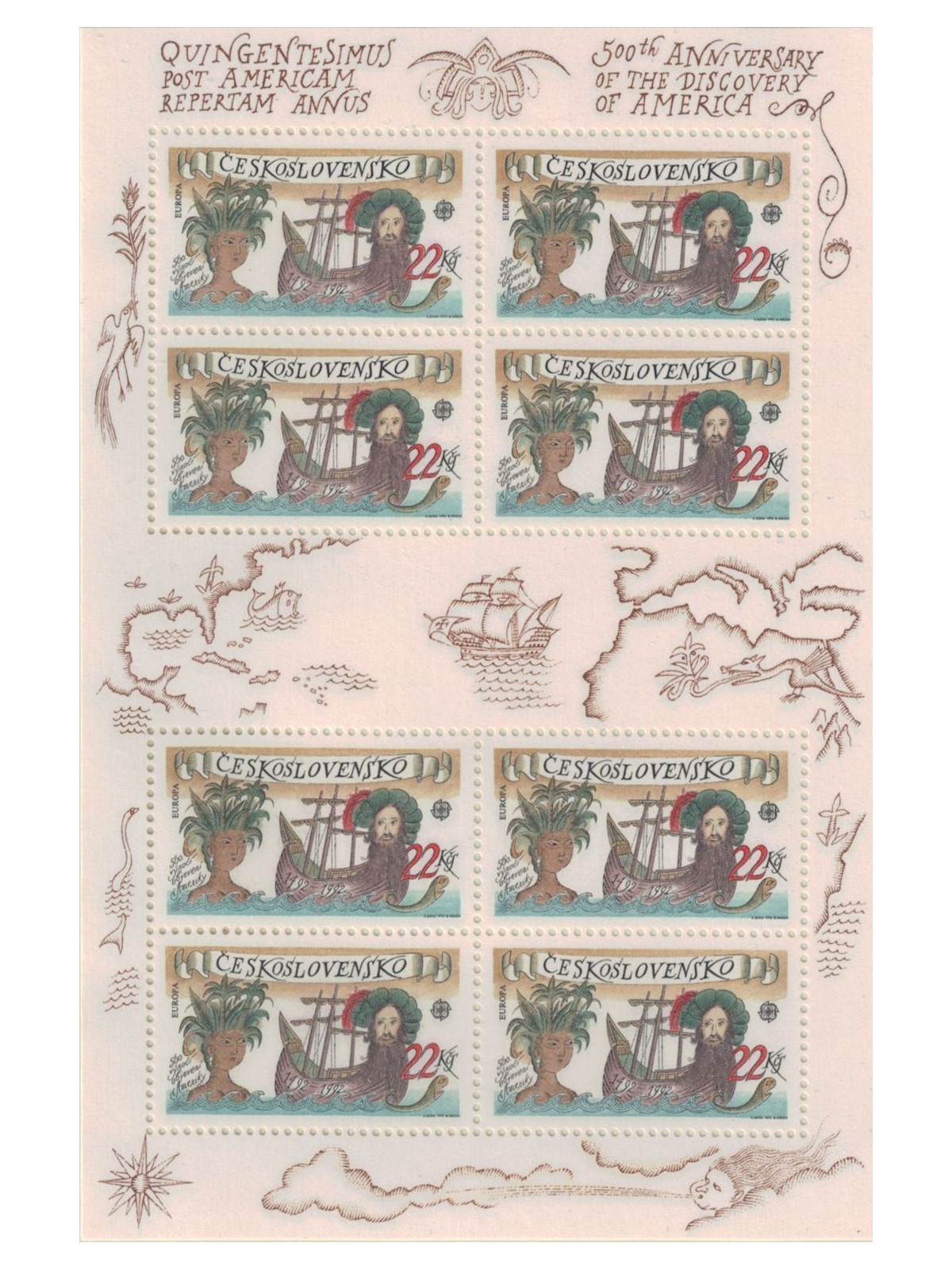 CZECHOSLOVAKIA 1992 Europe m/s MNH**