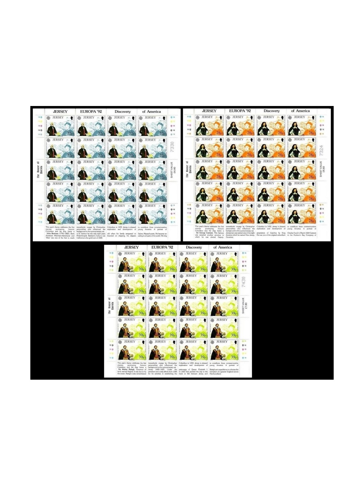 JERSEY 1992 Europe 3 m/s MNH**