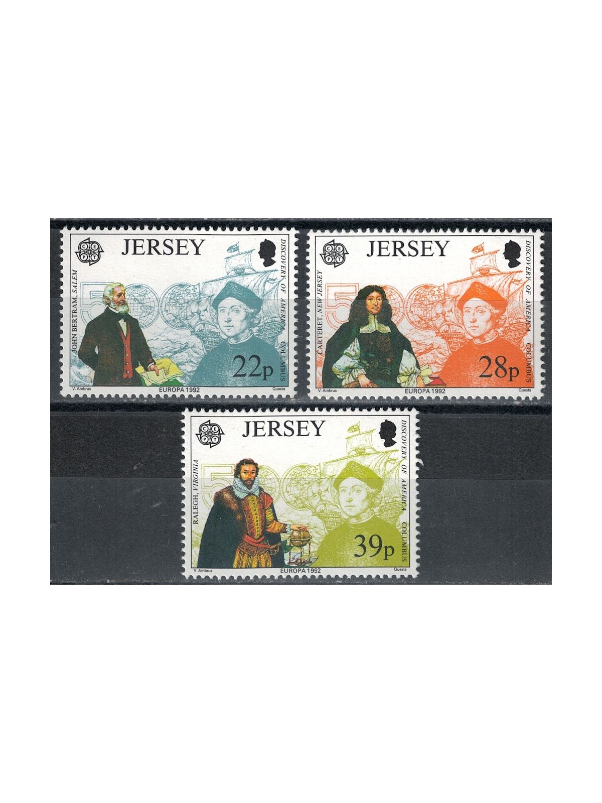 JERSEY 1992 Europa 3v MNH**