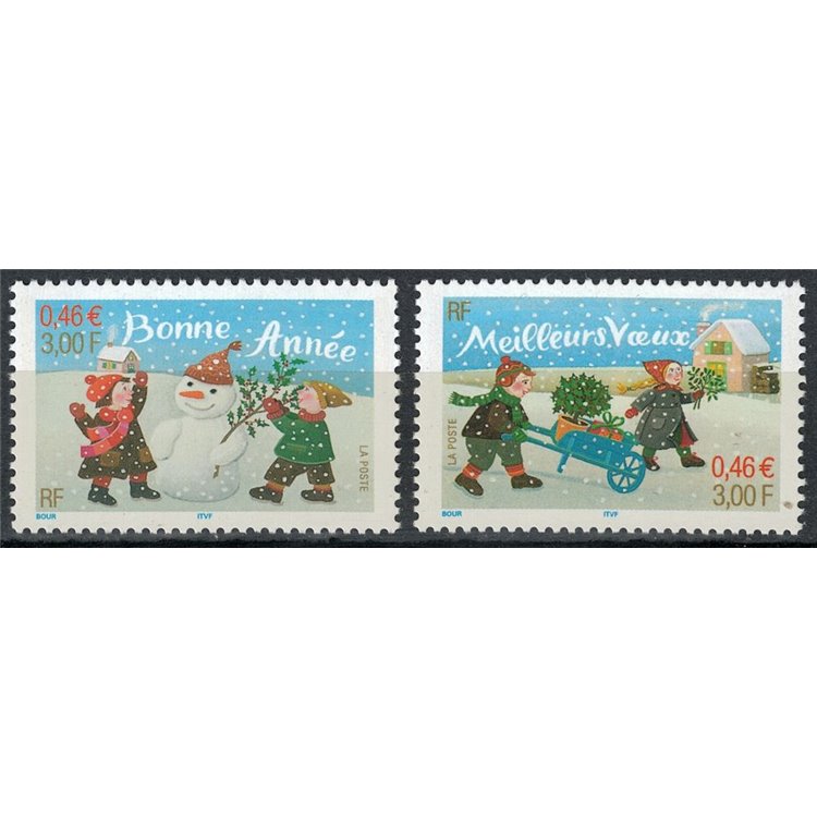 FRANCIA 2001 Auguri per il nuovo anno 2v MNH**