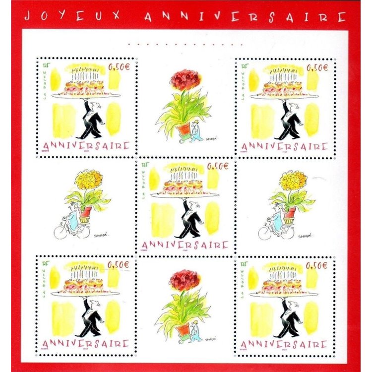 FRANCIA 2004 Francobolli per saluti (Compleanno) BF MNH**
