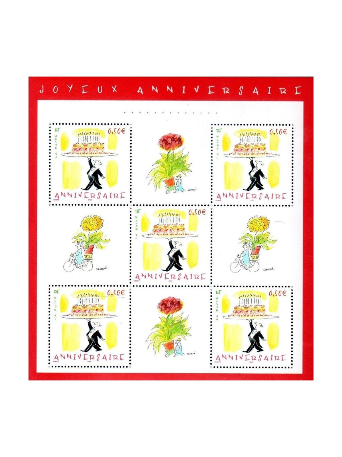 FRANCIA 2004 Francobolli per saluti (Compleanno) BF MNH**