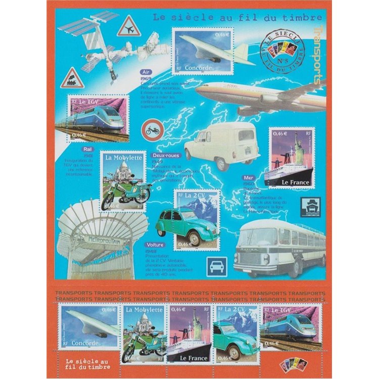 FRANCE 2002 The 20th Century (Means of Transport) s/s MNH**