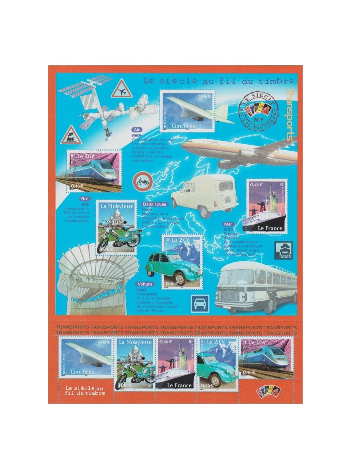 FRANCIA 2002 Il XX secolo (Mezzi di Trasporto) BF MNH**