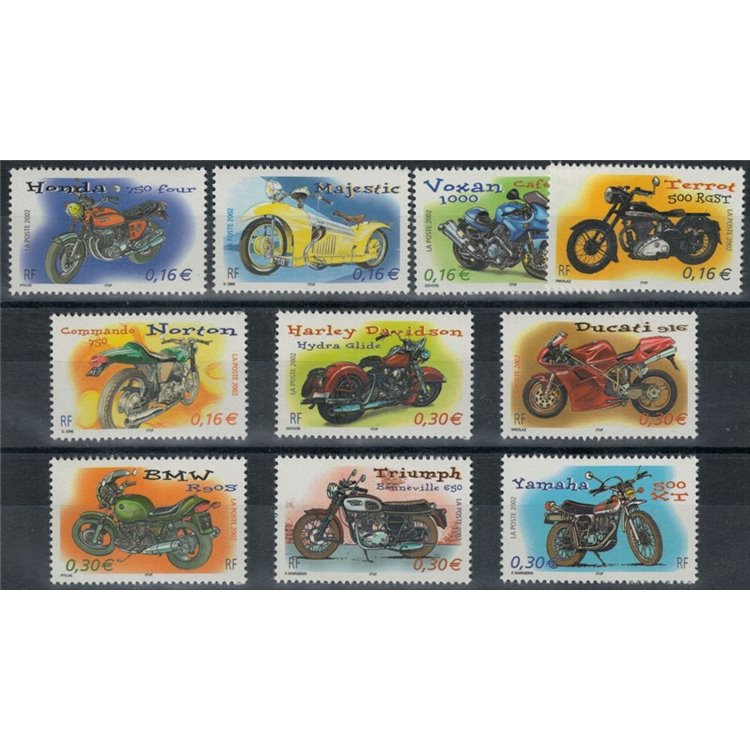 FRANCIA 2002 Collezione giovane, Motociclette 10v MNH**